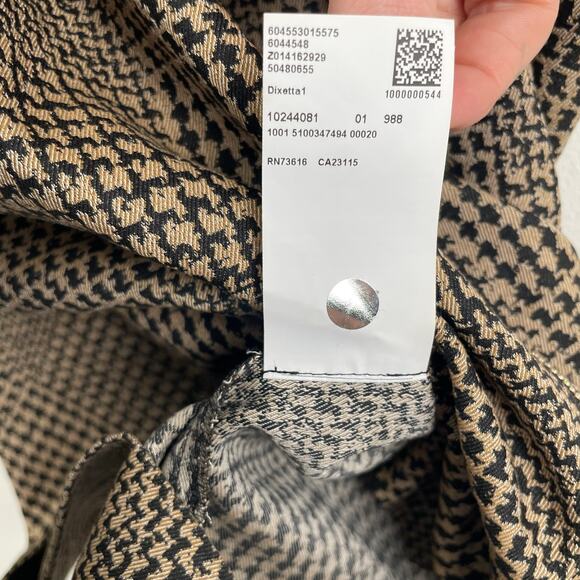 Hugo Boss Dixetta Sheath Midi Dress Brown Black Houndstooth US 8 Short Sleeve - Picture 12 of 16